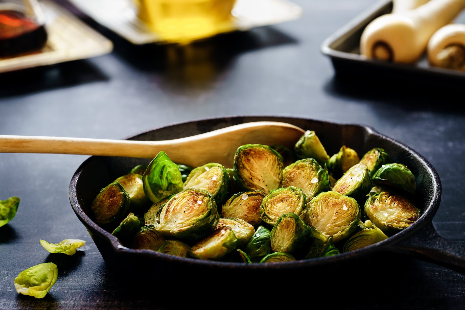 cooked vegetable on pan