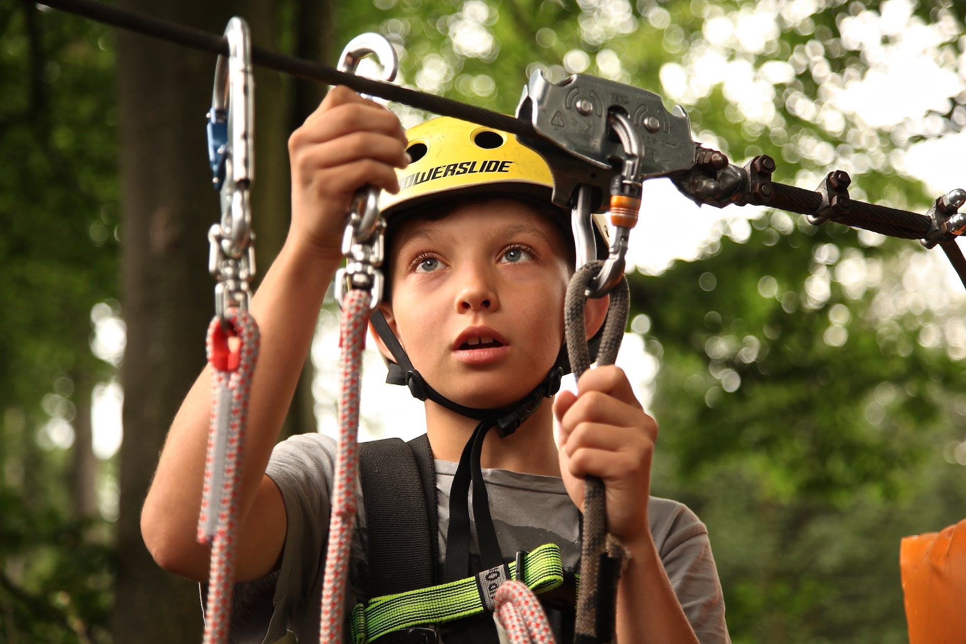 boy carabiners child climber